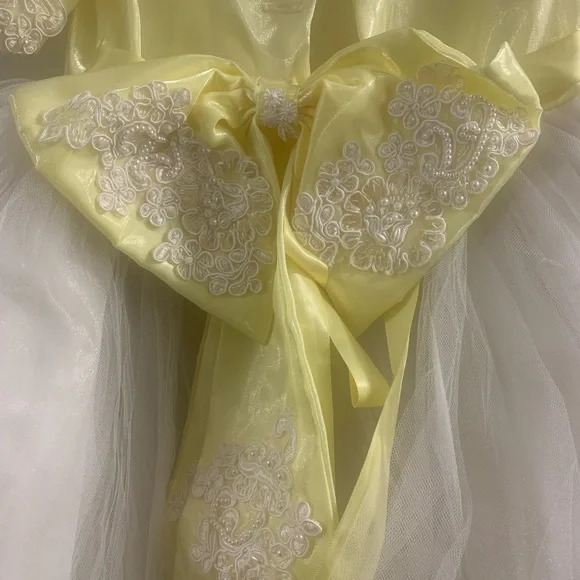 Vintage Kids Beaded Yellow and White Dress - Picture 10 of 12